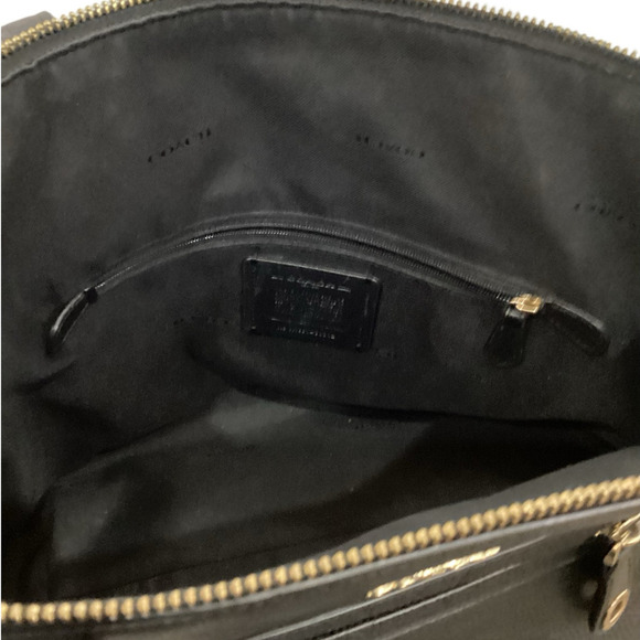 Coach Taylor Tote Black Pebbled Leather Light Gold Shoulder Bag Purse Handbag - Picture 12 of 14